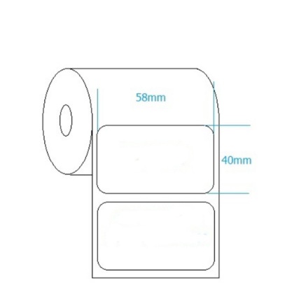 Tem nhiệt in mã vạch, cân điện tử siêu thị, trà sữa, in nhãn 1 tem/hàng khổ 58x40 mm
