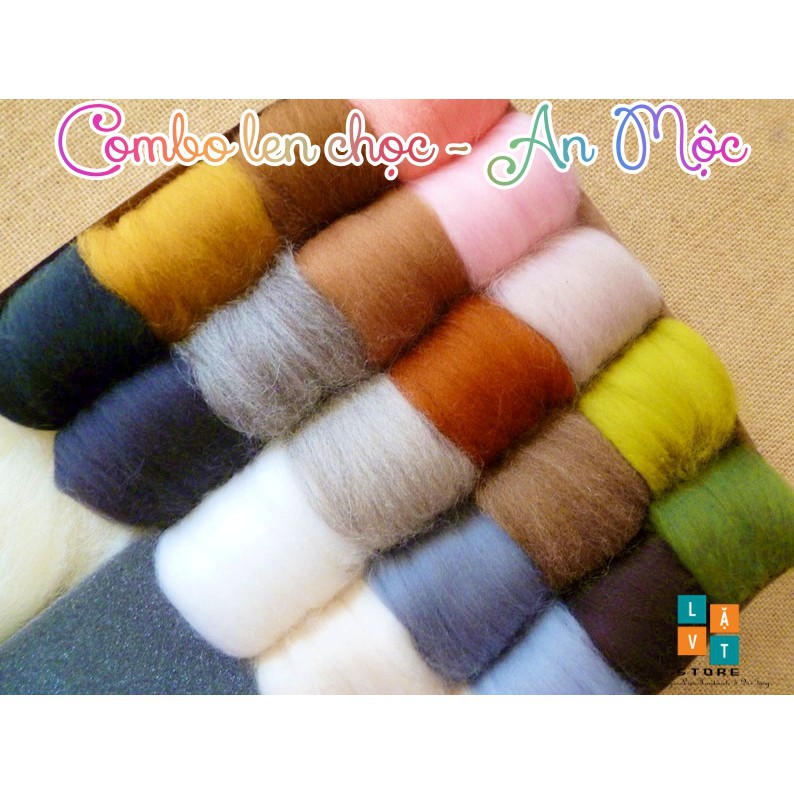 [21 Màu Len] Combo Len Chọc An Mộc - Combo Needle Felting