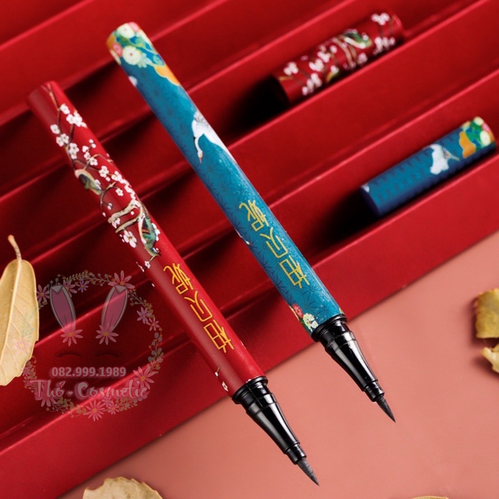 Bút kẻ mắt đen 1001 nội địa phong cách Trung Hoa 2 màu xanh , đỏ nét mảnh lâu trôi