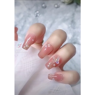 Nail box thạch tráng gương viền đính hạt trai xinh