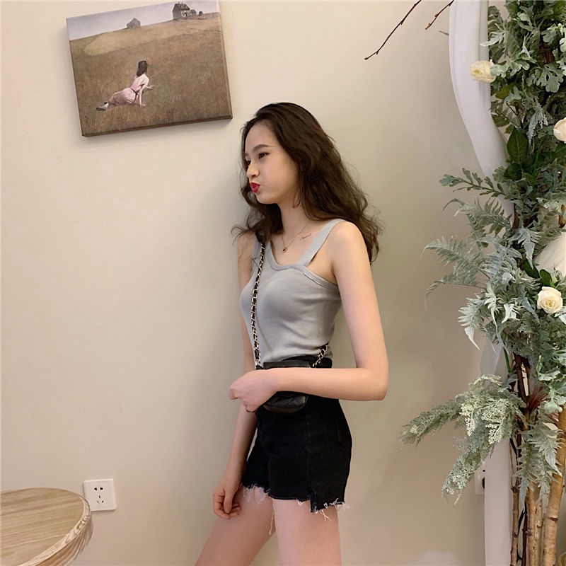 Sling Vest New Cross Shoulder In Spring And Summer 2020 Slim Tanks Camisoles Off Shoulder Cotton Top Base Vest