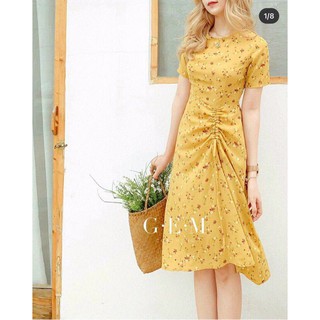 Đầm hoa nhí vàng rút dây