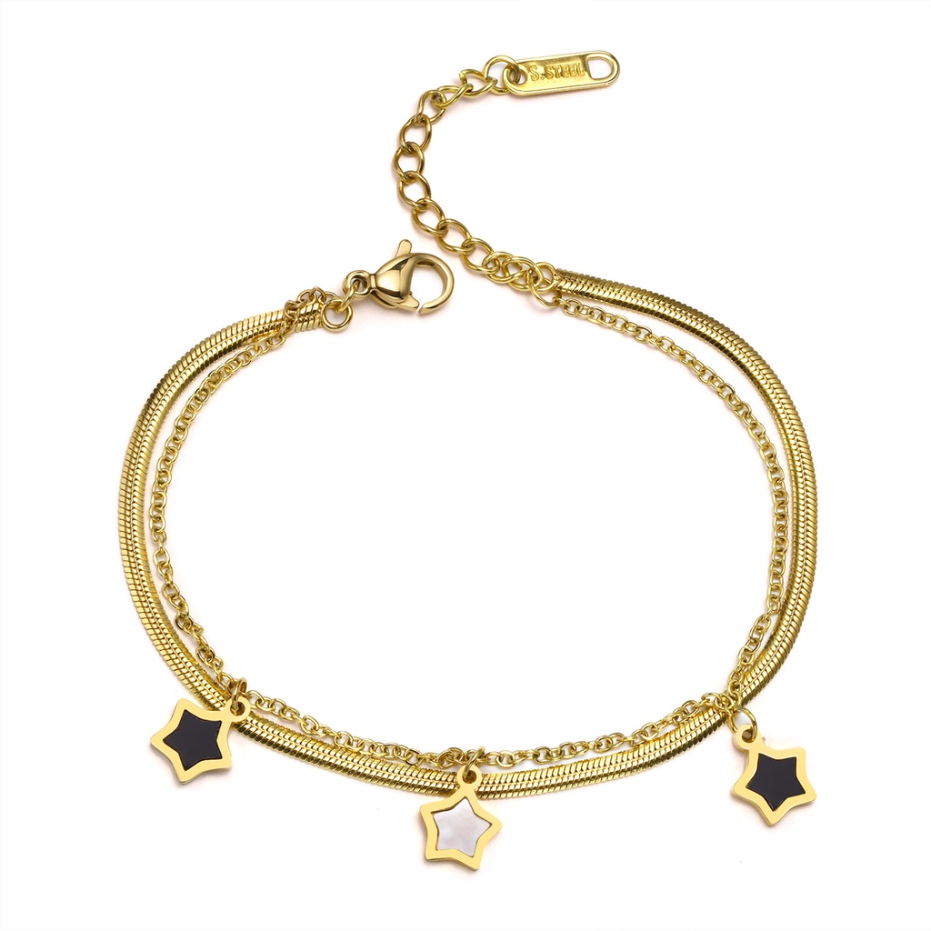 Vnox Vòng Đeo Tay Dây Xích Đôi Mạ Vàng Dành Cho Nữ