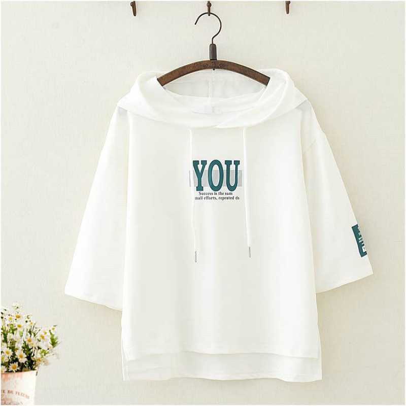 Áo Thun Có Nón Tay Ngắn Thời Trang Nữ