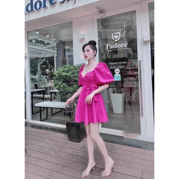 Đầm Tay Phòng Nơ Eo Bigsize 50kg Đến 100kg (M/L/XL/XXL)(Đầm Tết)