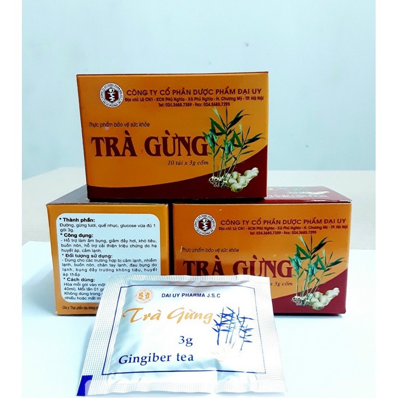 Trà gừng - hỗ trợ giảm đầy hơi, khó tiêu- hộp 10 gói