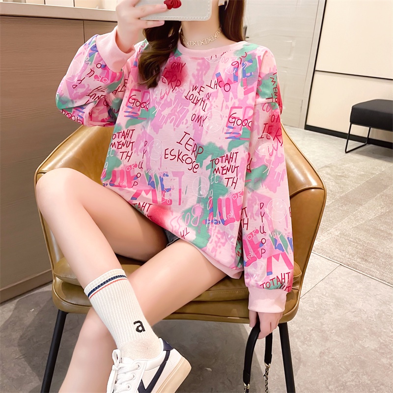 NRVP Áo thun nữ dài tay dáng rộng thời trang Hàn Quốc