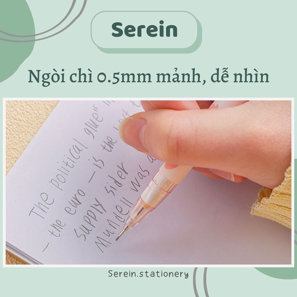 Bút chì bấm 0.5mm họa tiết quả đào cute dễ thương SEREIN kèm ngòi chì thay thế văn phòng phẩm phong cách Hàn Quốc