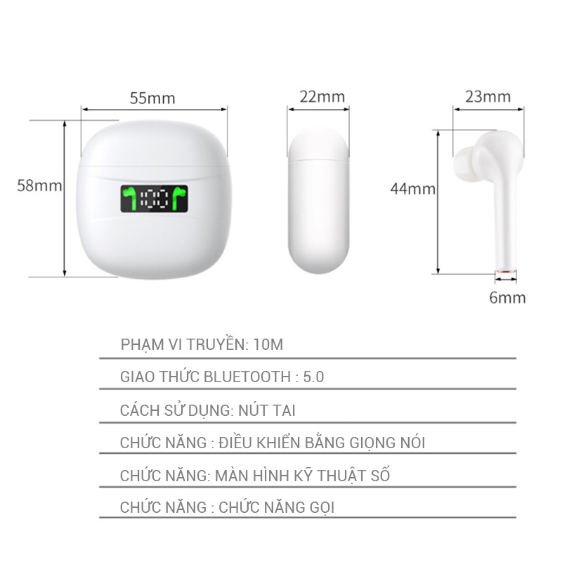 [FREESHIP] Tai nghe bluetooth V5.2 J3 Pro không dây TWS tuyển chọn từ màn hình kỹ thuật số