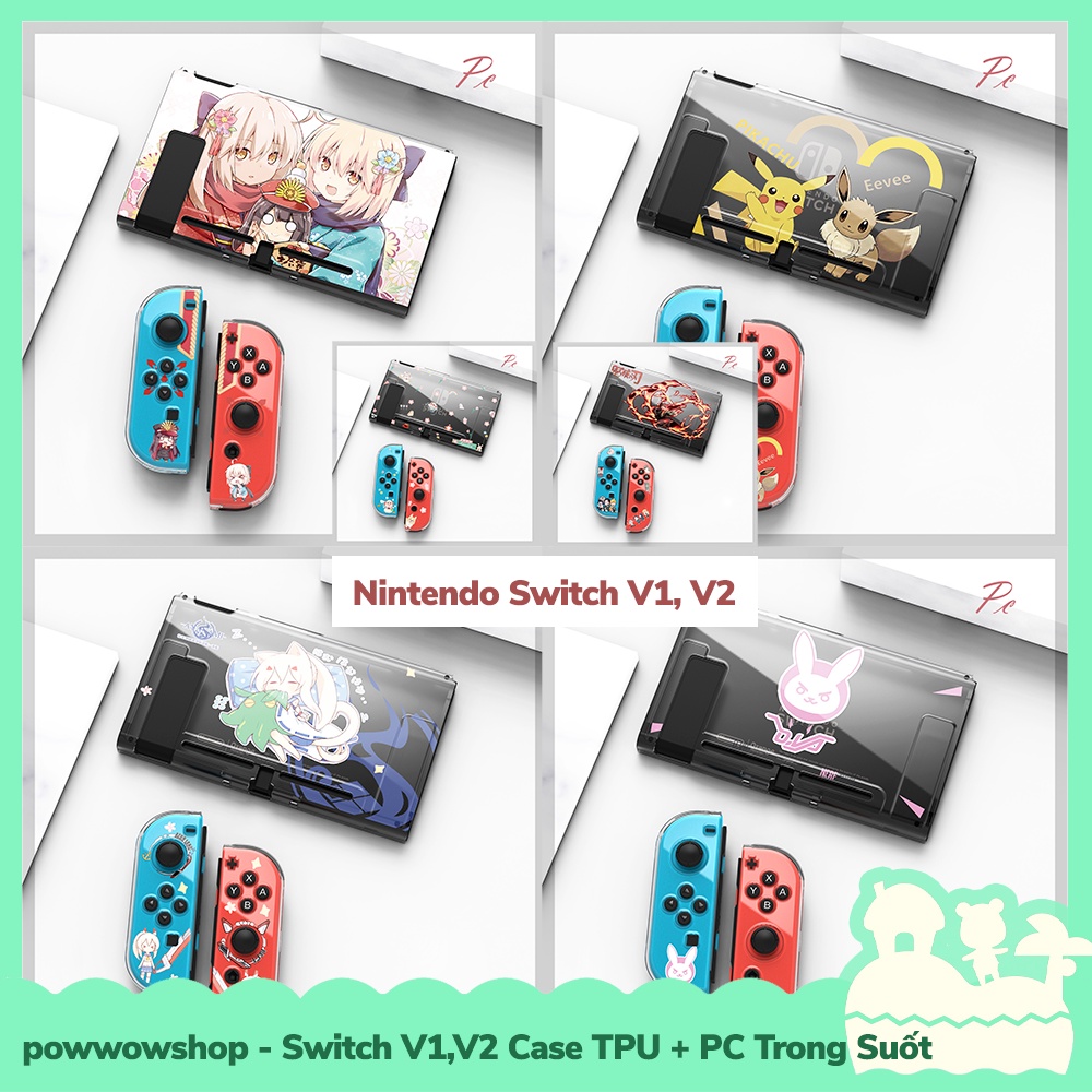 [Sẵn VN - Hỏa Tốc] Switch V1, V2 Case Ốp Máy Game TPU Dẻo + PC Nintendo Switch V1, V2 Trong Suốt Crystal Anime Game