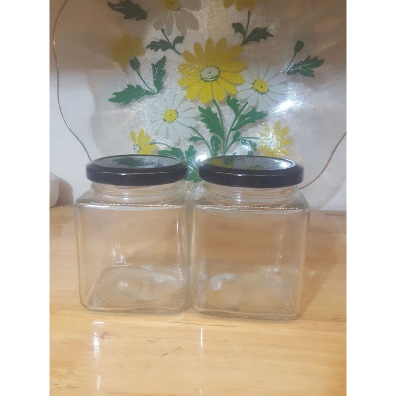 hủ thủy tinh 280ml thân vuông nắp thiếc