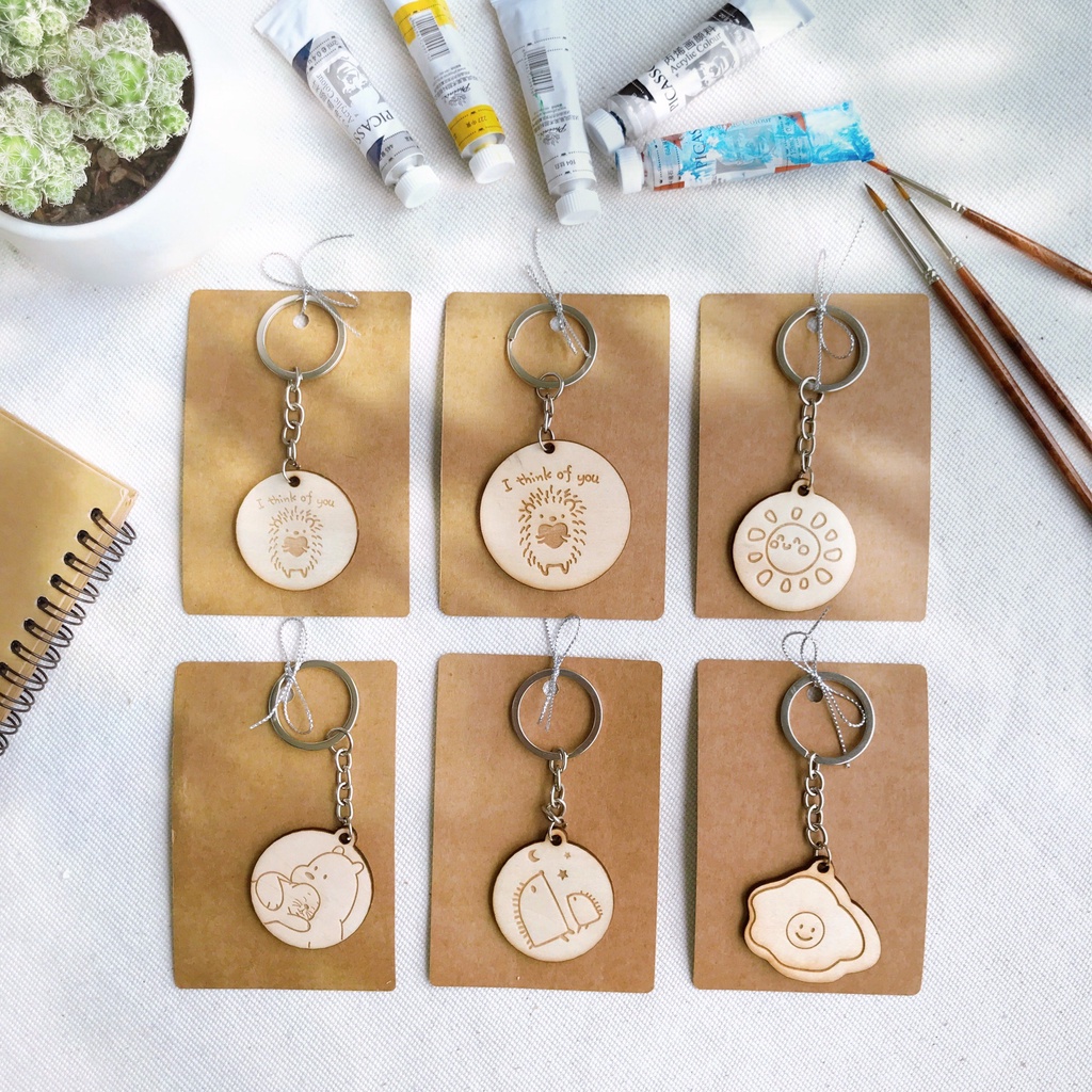 MÓC KHÓA GỖ KHẮC HÌNH CUTE SIÊU CƯNG