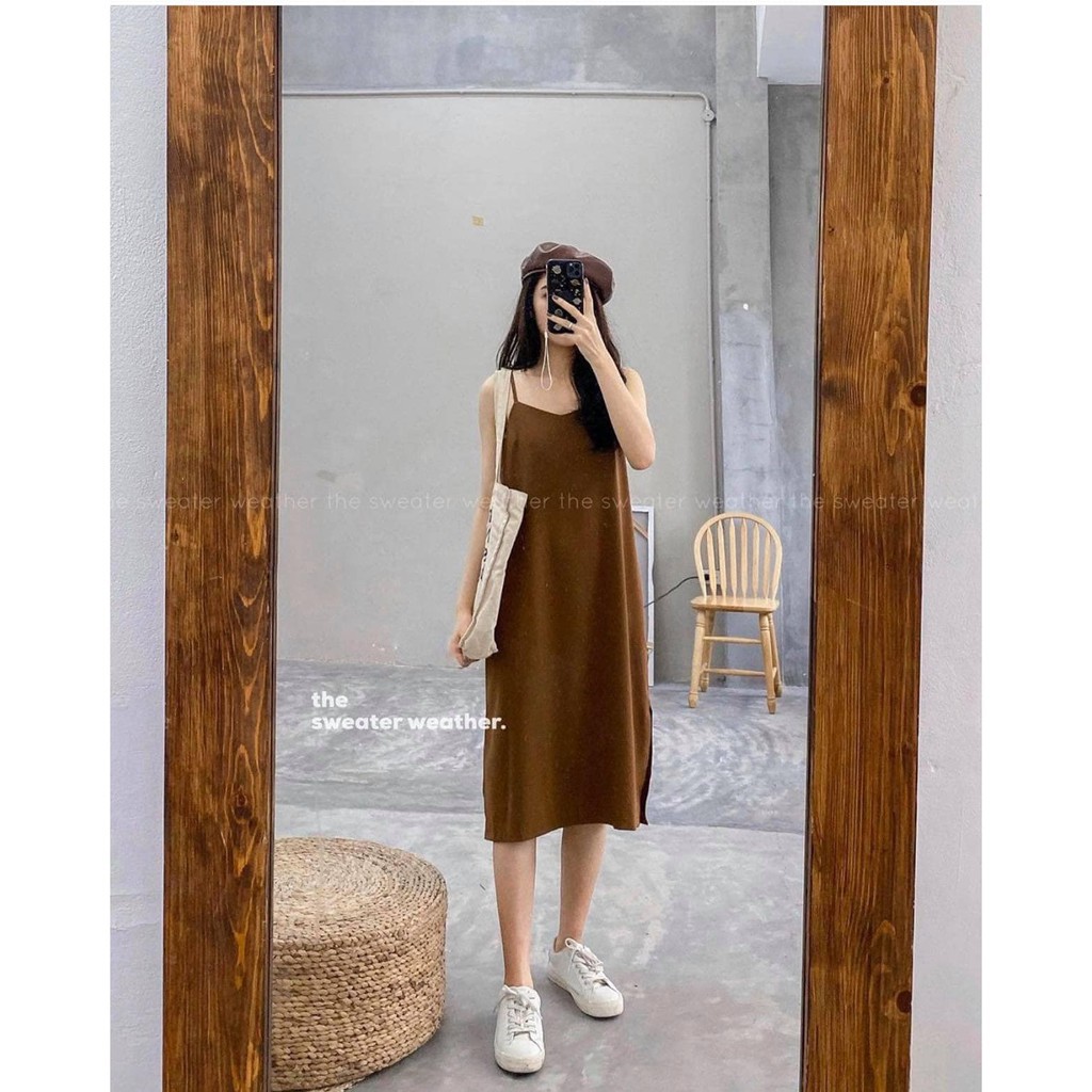 Váy 2 dây đũi xuông - Đầm trơn basic nữ CỰC XINH 🌸 | BigBuy360 - bigbuy360.vn