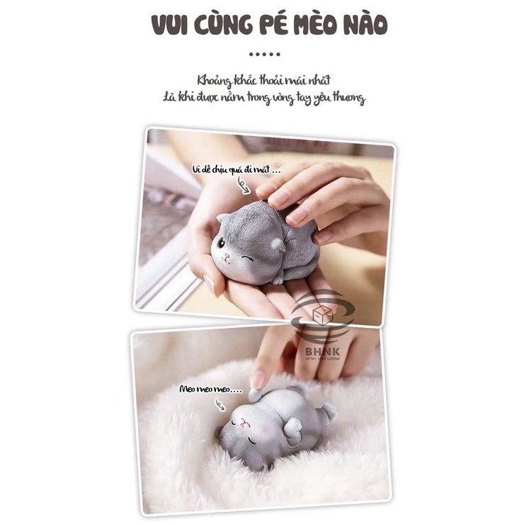Mô hình tượng 5 mèo con biểu cảm đáng yêu dùng để decor, trang trí
