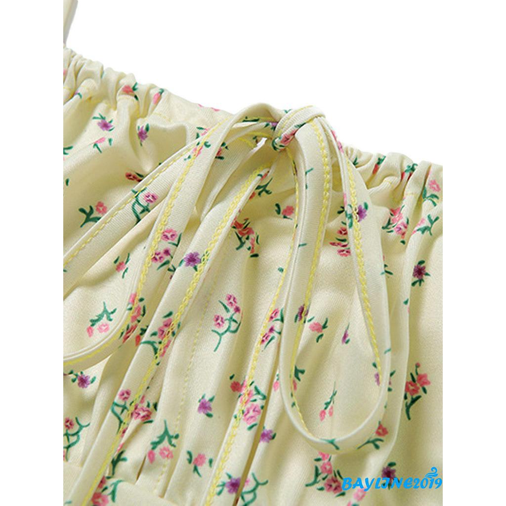 Áo Lửng Hai Dây Họa Tiết Hoa Gợi Cảm Thời Thượng Cho Nữ