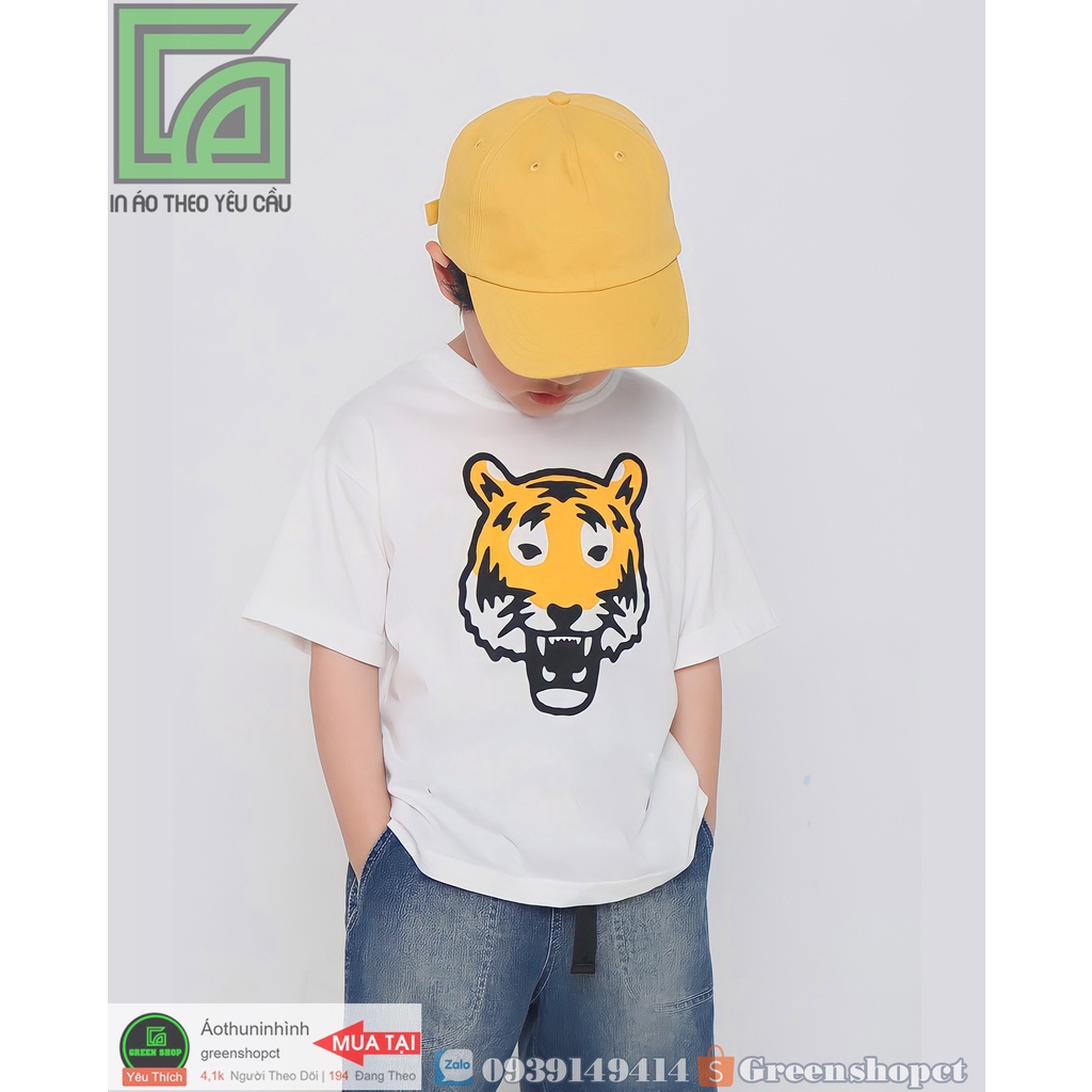 4 Mẫu Áo Thun Bé Trai In Hình Con Cọp Tiger Con Hổ Tết 2022 Áo Gia Đình Vải Thái S280