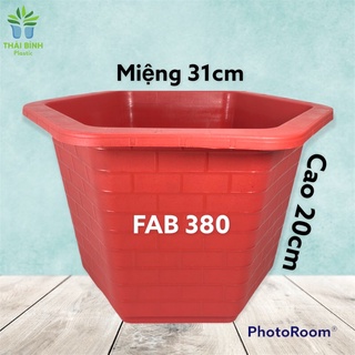 Chậu nhựa trồng cây lục giác fab380 đỏ