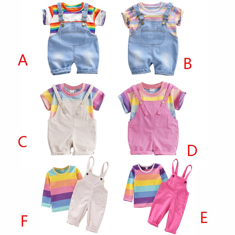 Set quần áo họa tiết cầu vồng xinh xắn dành cho các bé