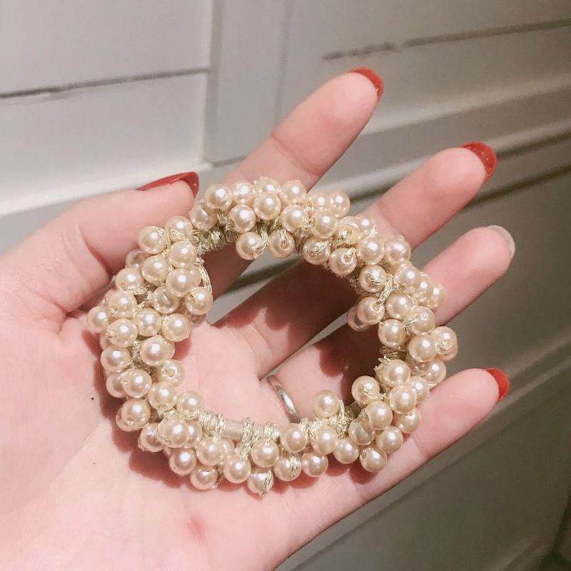 Women Girl Multi-layer Elastic Pearl Ponytail Holder