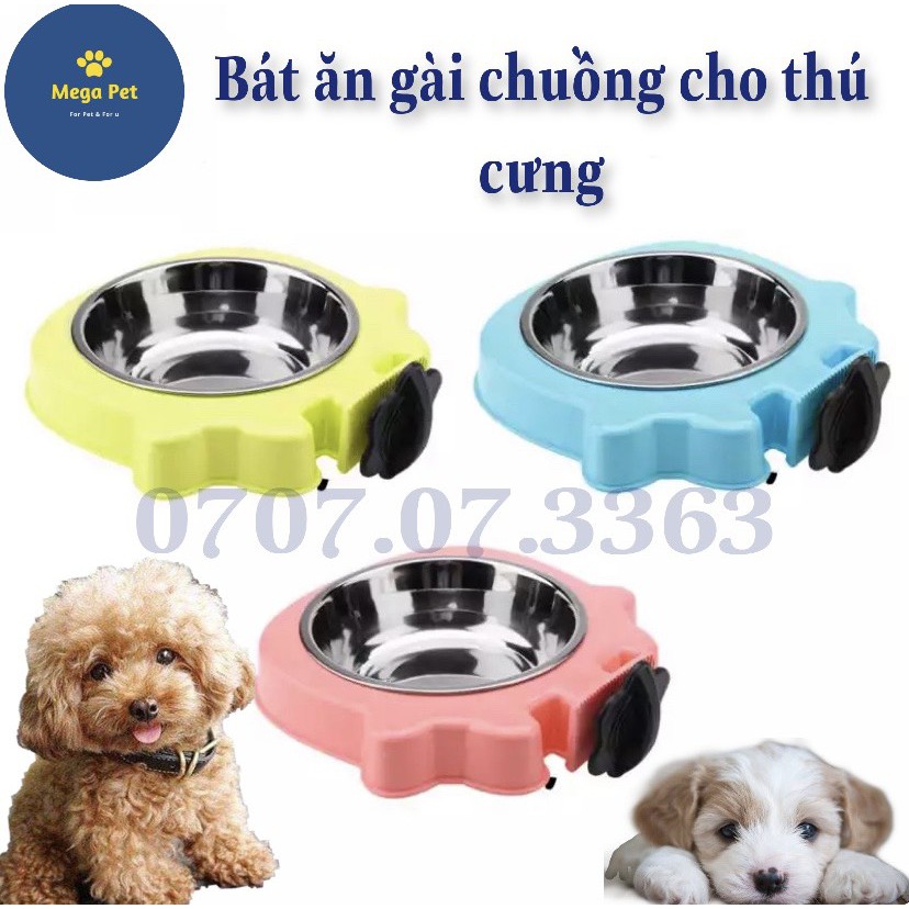 Bát Ăn Gắn Chuồng Cài Lồng Lòng Inox cho Chó Mèo