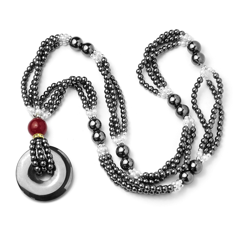 Vòng cổ Chuỗi Hạt Hematite Dài Điều Chỉnh Được