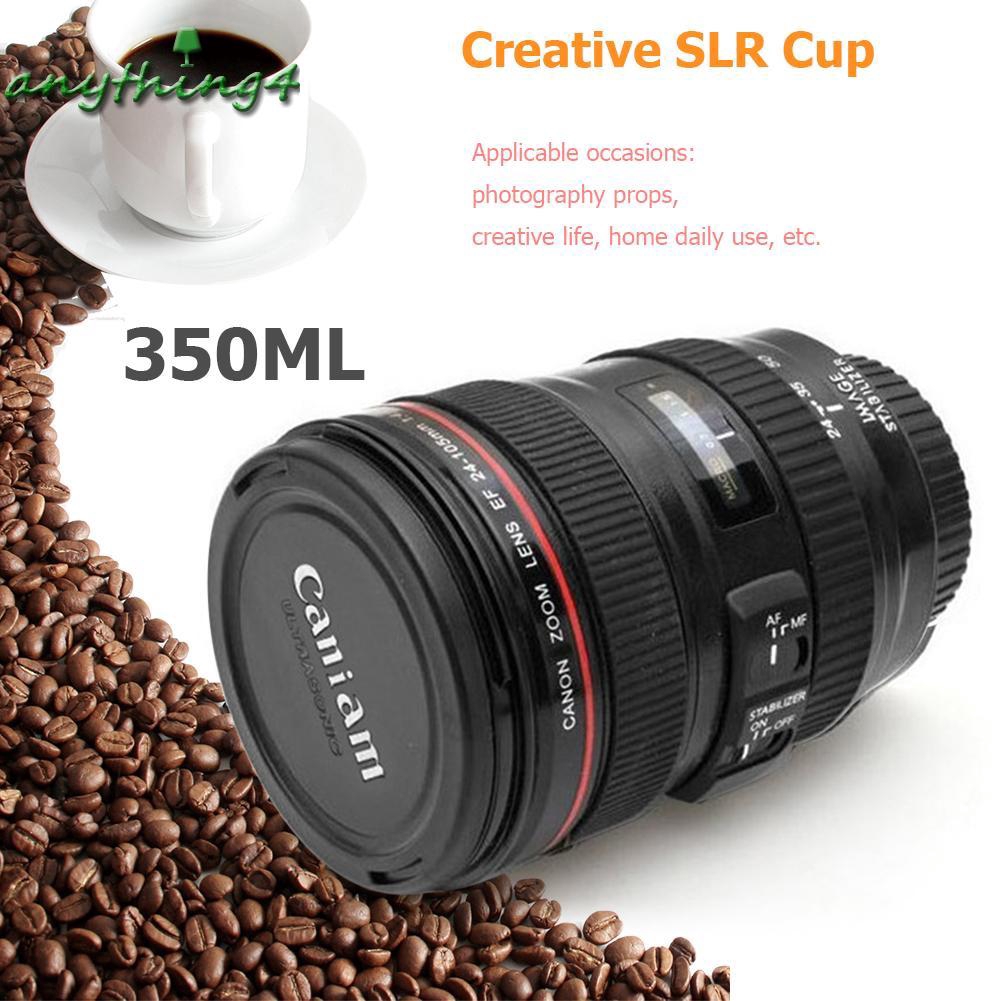 Cốc uống nước thiết kế hình ống kính máy ảnh SLR uống cà phê bằng thép không gỉ 350ml