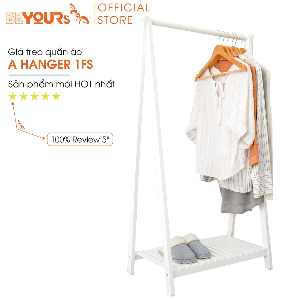 Giá Treo Quần Áo Gỗ BEYOURs Đa Năng - A Hanger 1FS - Nội Thất Kiểu Hàn Lắp Ghép Dễ Dàng - Trắng