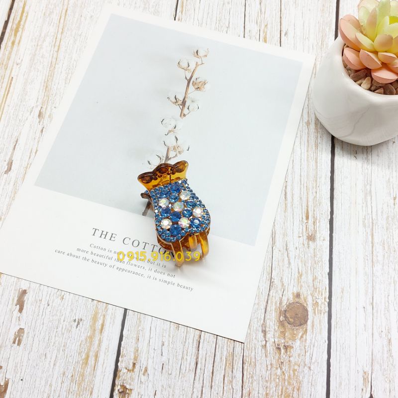 Kẹp tóc càng cua 3 chấu pha lê nhân tạo