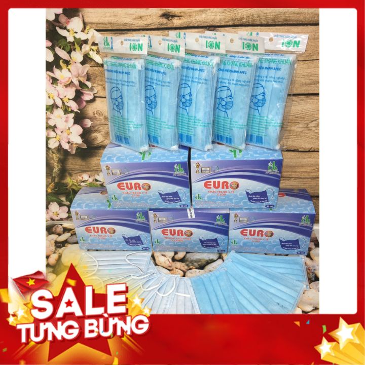 Khẩu trang y tế Euro Xanh 5 lớp thảo dược quế - Khẩu trang chất lượng chính hãng
