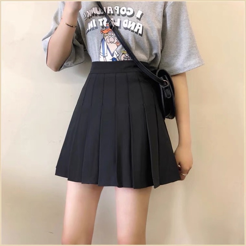 Chân Váy Trắng Đen Tennis Xếp Ly Basic Mặc Đi Chơi Đi Tiệc (Hình Thật)