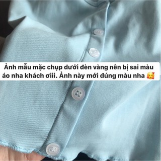 Áo Thun Croptop 5 Cúc Dọc Bo Viền