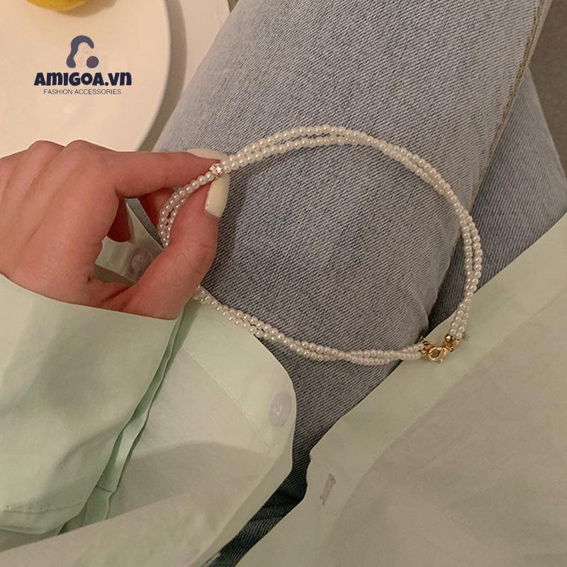 ✨✨Dây Chuyền Nữ  Vòng Cổ Xoắn Hai Lớp Ngọc Trai Giả Thanh Lịch Phong Cách Hàn Quốc