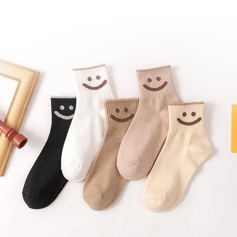 Vớ cotton co giãn thoáng khí họa tiết mặt cười cho nữ