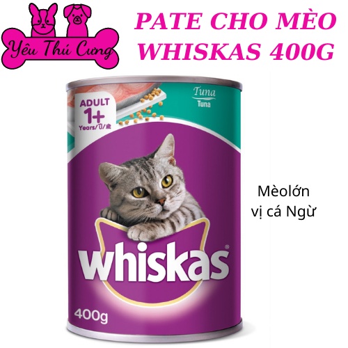 PATE CHO MÈO WHISKAS LON 400G- YÊU THÚ CƯNG SHOP