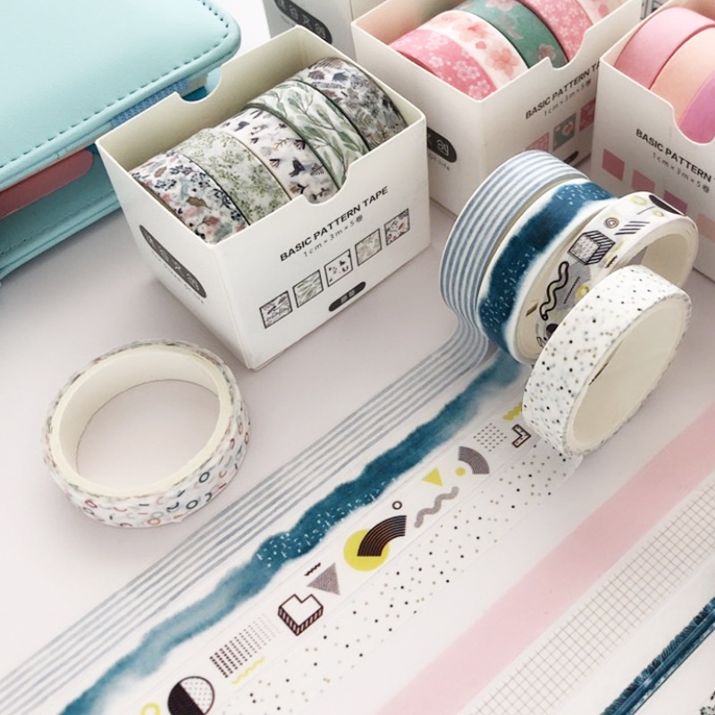 Hộp 3 cuộn băng dính washi 3M phong cách Nhật Bản dễ thương dùng trang trí thủ công