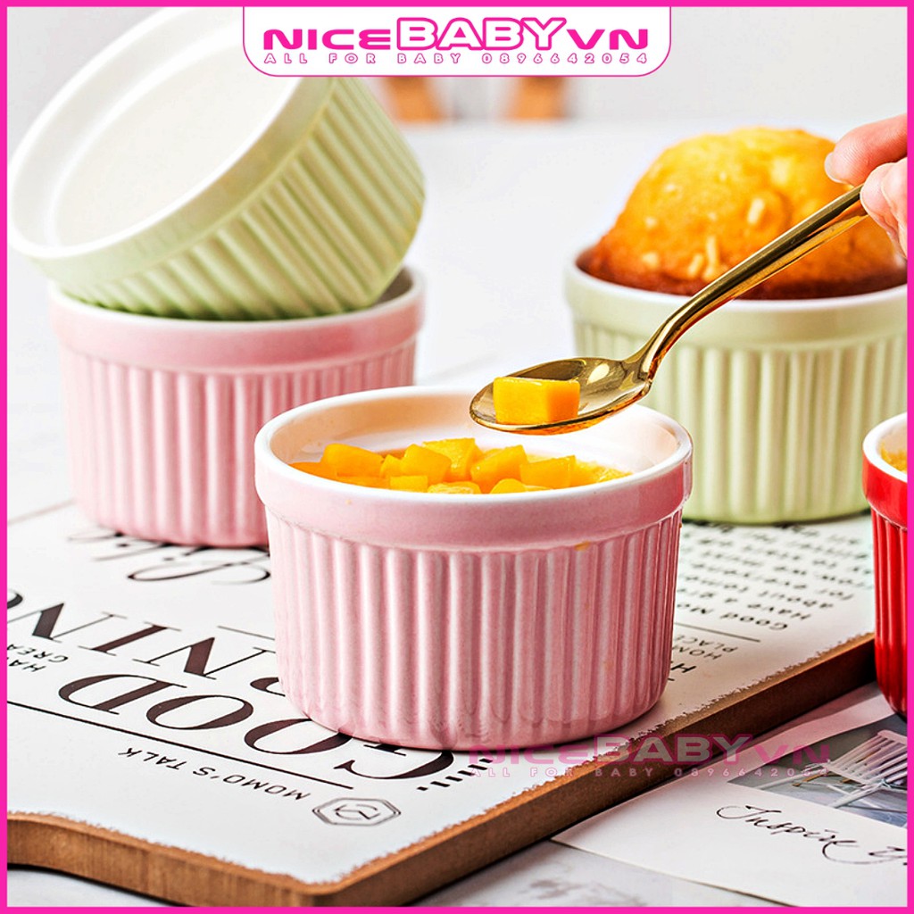 Cốc Gốm Sứ Ramenkin Làm Bánh Caramen Bánh PLan Sữa Chua 100ml Đủ Màu NiceBabyvn