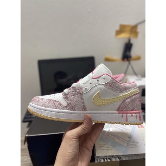 (ẢNH THẬT 1.1).❇️rẻ vô địch❇️ Jordan low hồng kem chảy , Kèm box bill đầy đủ
