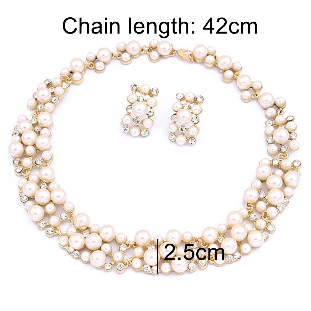 Set 2 Vòng cổ Và Đôi Khuyên Tai Đính Ngọc Trai Giả Thời Trang Cho Nữ