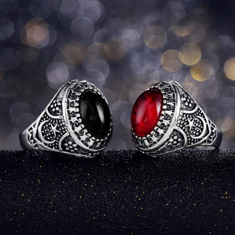 Nhẫn Đính Đá Ruby Hình Trăng Sao Sang Trọng Cho Nữ