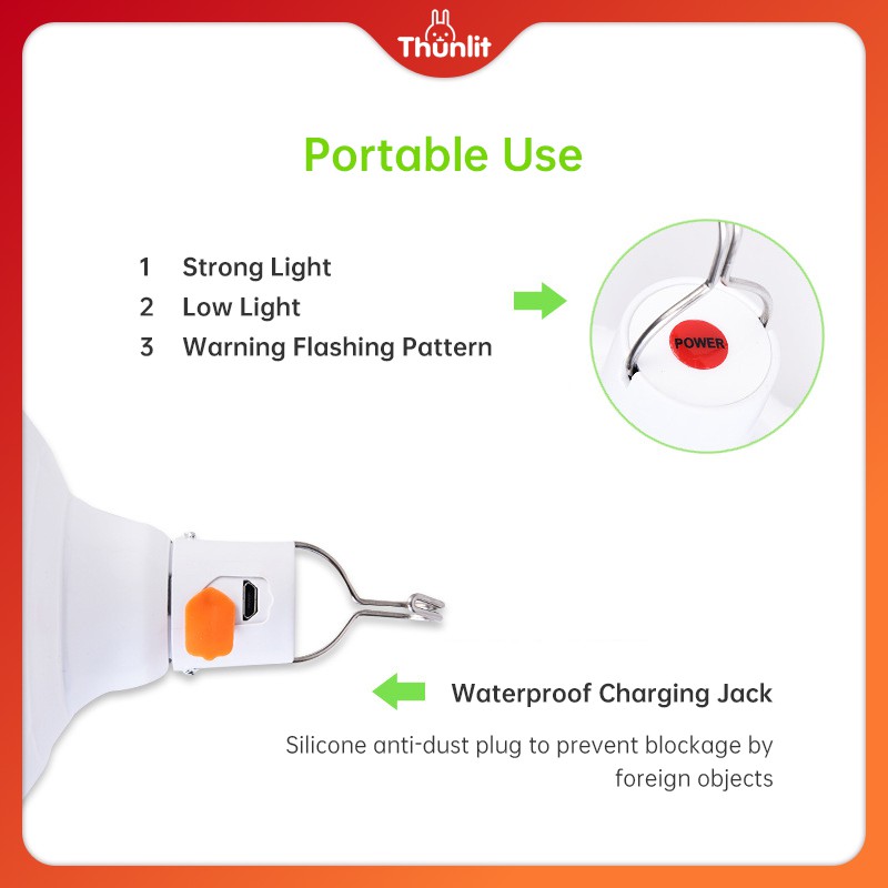 Bóng đèn LED Thunlit 20w 1200mah có móc treo tiện dụng