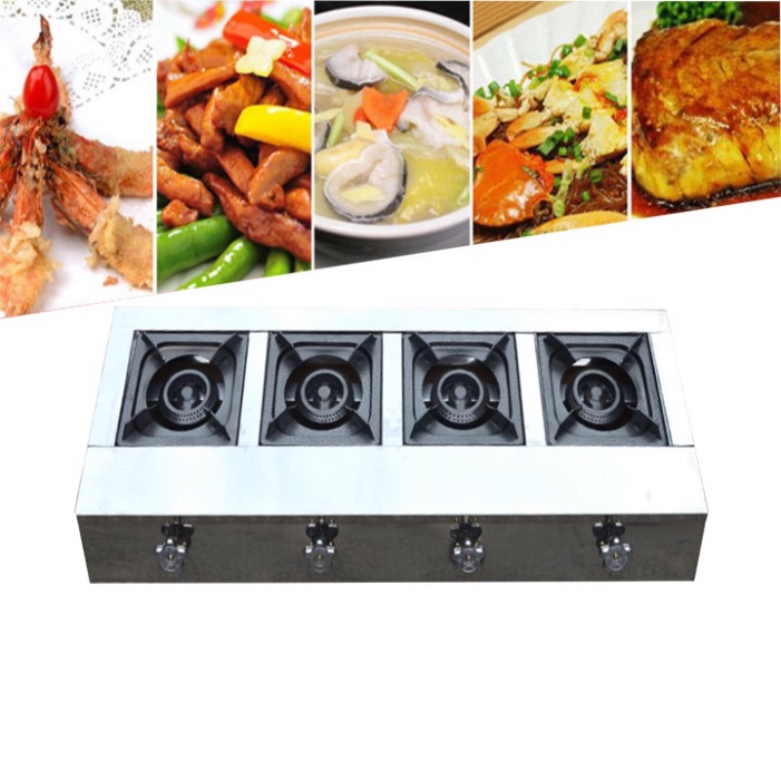 Bếp gas bán công nghiệp 4 họng - 4 cửa ngang