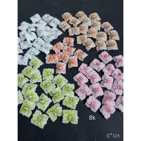 Hoa chân vuông chấm bi -HOA BỘT NAIL