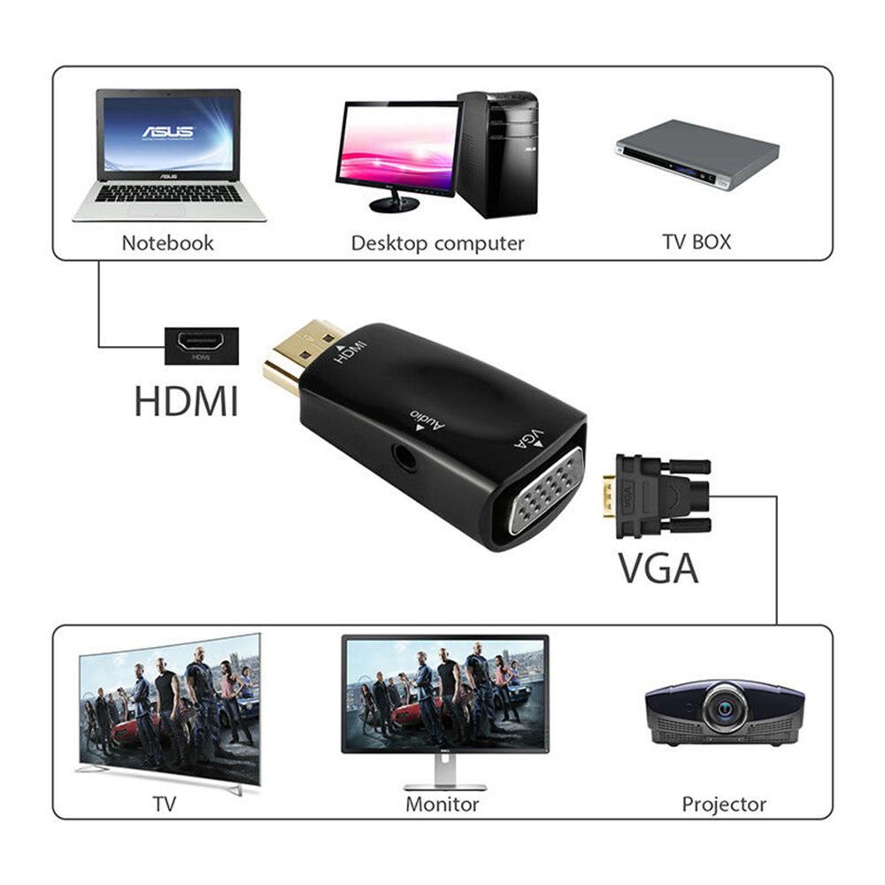 Cáp Chuyển Đổi HDMI Sang VGA Giắc Cắm 3.5mm Chuyên Dụng Cho PC Laptop TV Box