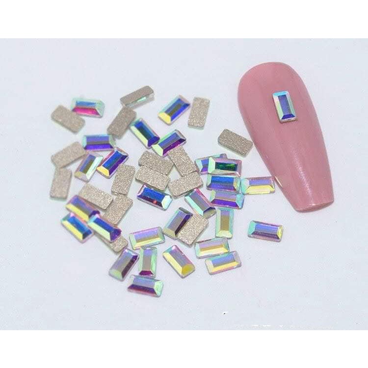 Đá đính móng , Đá nail chân bằng mix mẫu chữ nhật , vuông