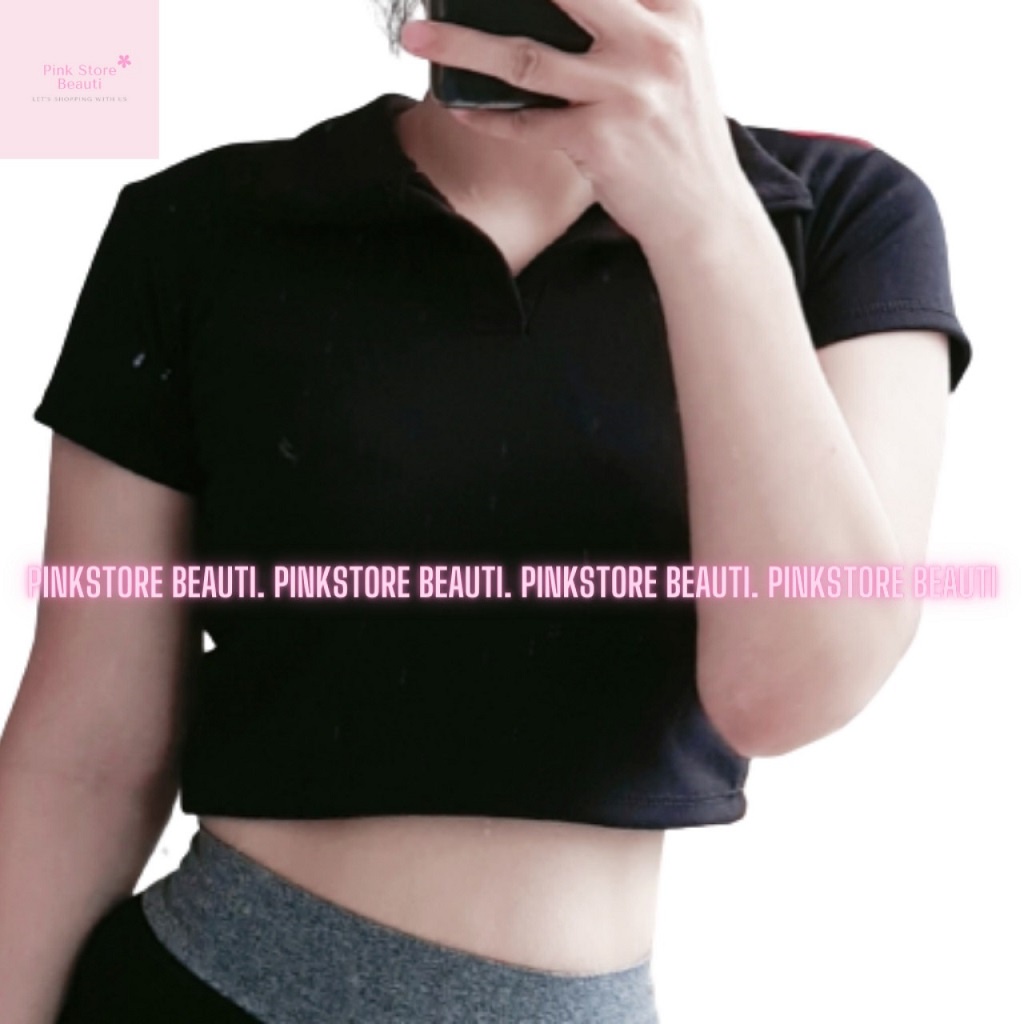Áo CROPTOP cổ bẻ POLO nữ 100% cotton co giãn 4 chiều ôm dáng cực đẹp | BigBuy360 - bigbuy360.vn