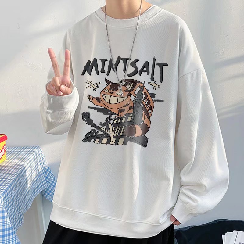 Áo sweater unisex tay dài cổ tròn dáng rộng thời trang thu đông cho nam nữ 45kg-110kg