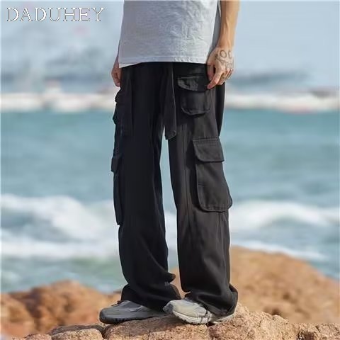Quần dài nhiều túi ống suông dáng rộng thời trang thu 2022 cho nam