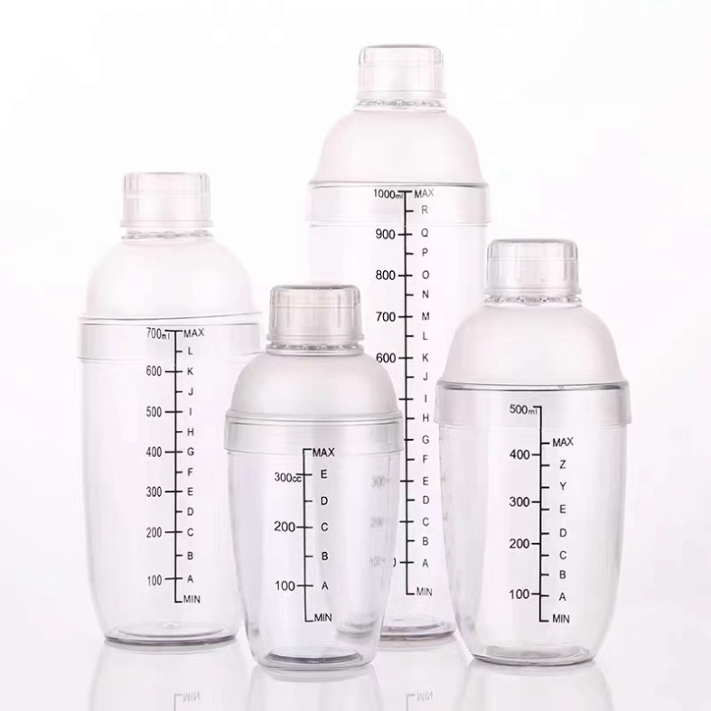 Bình lắc Shaker pha chế nhựa chia vạch đen hàng cao cấp (350ml, 530ml, 700ml, 1000ml)