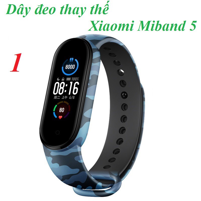 Xiaomi Miband 5 miband5 - Dây đeo thay thế silicon camo rằn ri phiên bản phong cách thời trang