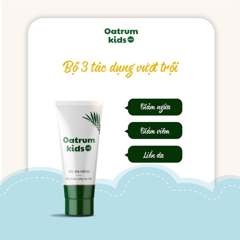 1 Tuýp 20g - Gel đa năng bôi da bé Oatrum Kids New - Hết trầy xước, rách da, bỏng, hăm da, muỗi côn trùng đốt